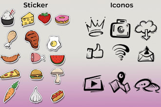 design hand draw icons, doodle, stickers for app, calendar