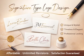 design unique signature logo with elegant calligraphy modern branding kit