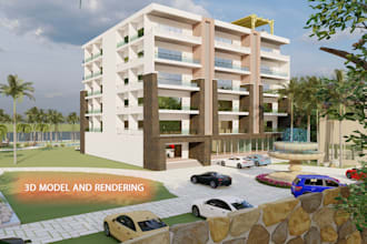 design 3d model architecture exterior rendering of house, warehouse, commercial