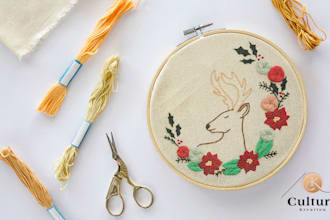 hand embroider any design according to your brief