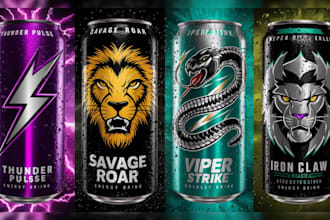 make label and logo for juice, can, beer, beverges, energy drinks, seltzer, soda