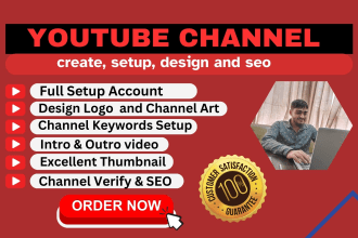 create, all setup, design and seo youtube channel