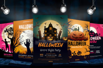 design attractive halloween flyer and party flyer, club flyer