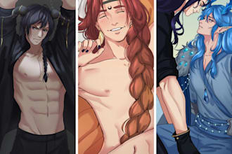 draw oc, manhwa, anime, nsfw, couple, dnd commission art