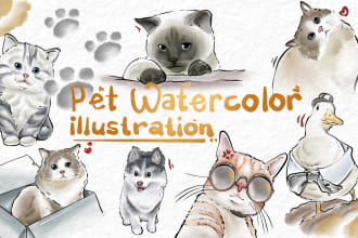 draw your pet portrait with watercolor