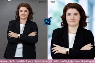 do skin retouch, headshot your photo enhance make profile linkedin and instagram
