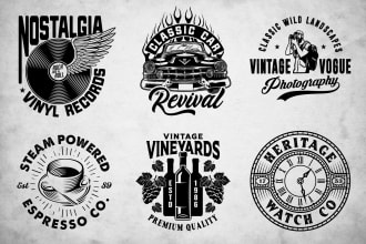 do black and white vintage retro classic logo design