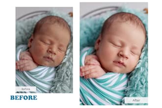 edit, retouch the newborn and headshot photography