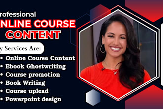 create online course content, ebook digital upload, course website, ppt slide