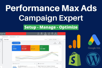 setup, manage and optimize google performance max ads, shopping adwords campaign