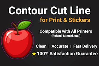 create contour cut, die cut, kiss cut for sticker design
