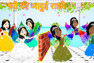 create 2d animated english and hindi stories using vyound