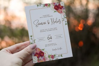 create an elegant wedding invitation card design