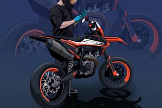 draw cartoon motorcycle illustration from your photo