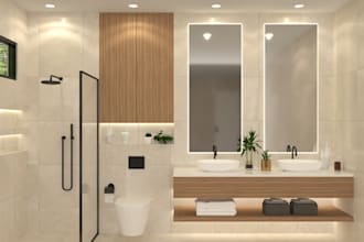 do bathroom 3d model in sketchup, realistic render in v ray