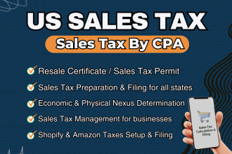 usa sales tax accountant CPA, sales tax filing, registration, resale certificate