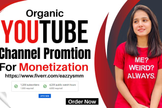 do organic youtube video promotion of your channel to get monetize