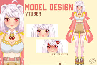 draw live2d anime character design for vtuber
