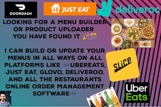 make online menu for just eat, uber eat, deliveroo, grubhub, doordash