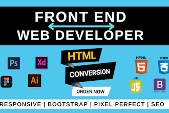 convert psd to html, xd to html, figma to html responsive