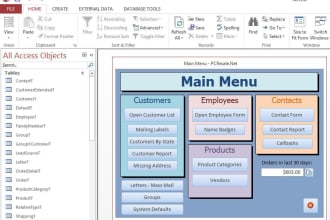 develop, create, resolve, design and ms access database projects