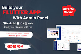 create custom flutter mobile app and admin panel