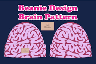 create design of beanies, bucket hat,  pattern, typhography