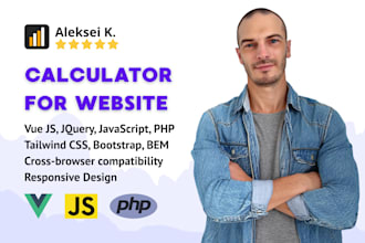 create custom calculator for website with javascript vue html css php