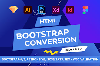 perfectly convert PSD to HTML, figma to HTML, xd to HTML, bootstrap5 responsive