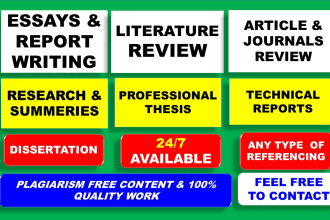 do essay writing and report writing, research and journal or article review