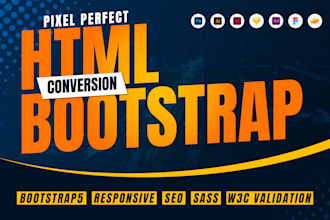 convert PSD to HTML figma to HTML xd to HTML css3 bootstrap 5 responsive website
