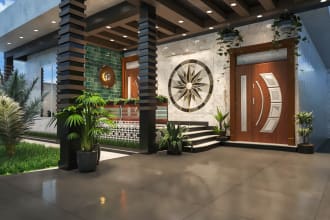 design and 3d render villa, house and home exterior