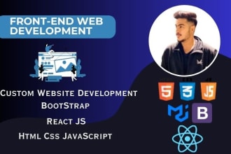be your frontend web developer using react js, HTML, CSS, bootstrap, javascript