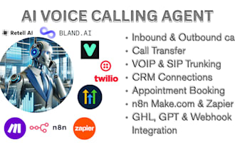setup ai voice agent with vapi and retell for inbound, outbound calls, ghl bot