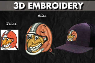 do professionally 3d and cap embroidery digitizing