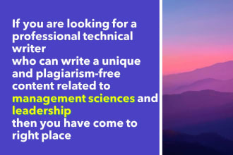 write on management and leadership related topics for you
