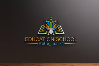 do modern education school college minimalist logo design