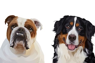 draw vector illustration animal pet cartoon portrait