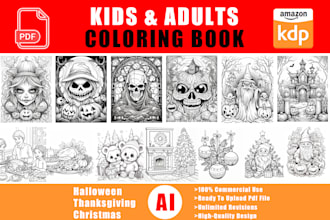 create kids and adults coloring book pages for amazon kdp