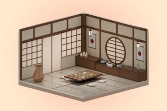 3d model you an isometric room or small environment