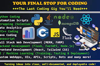 develop python cpp java nodejs web apps and data analytics solutions