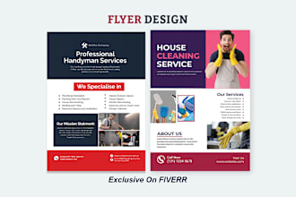 design handyman, construction electrician plumber, carpentry services flyer