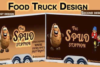 design food truck wrap, pizza, BBQ, food and  restaurant logo