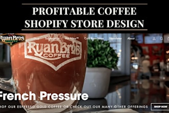 design shopify coffee store, shopify coffee website, tea, beverage shopify store