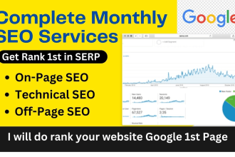 complete monthly SEO services for google 1st page ranking