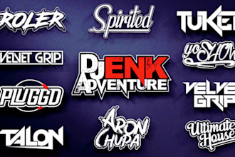 design unique custom dj music, band, edm, typography, hip hop rock logo y2k rave