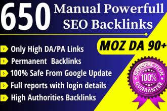 650 high quality da 90 plus profile backlinks for manual SEO link building