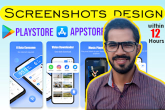 design 3d ios and android app screenshots for playstore and appstore