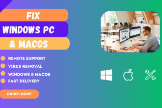 fix, repair your windows, mac laptop and PC remotely