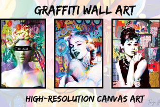 design canvas and printable wall art in graffiti, pop and street art style
